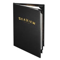 Menu Solutions CD960B Chadwick Collection 5 1/2" x 11" Customizable Leather-Like 6 View Booklet Menu Cover
