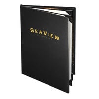 Menu Solutions CD960A Chadwick Collection 5 1/2" x 8 1/2" Customizable Leather-Like 6 View Booklet Menu Cover