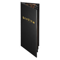 Menu Solutions CD960BD Chadwick Collection 4 1/4" x 14" Customizable Leather-Like 6 View Booklet Menu Cover