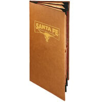 Menu Solutions BEL60BA Bella Collection 4 1/4" x 11" Customizable Soft Leather-Like 6 View Booklet Menu Cover