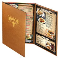 Menu Solutions BEL30D Bella Collection 8 1/2" x 14" Customizable Soft Leather-Like 3 View Continuous Menu Cover