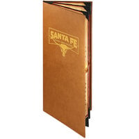 Menu Solutions BEL60BD Bella Collection 4 1/4" x 14" Customizable Soft Leather-Like 6 View Booklet Menu Cover