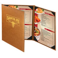 Menu Solutions BEL30C Bella Collection 8 1/2" x 11" Customizable Soft Leather-Like 3 View Continuous Menu Cover