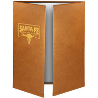 Menu Solutions BEL55D Bella Collection 4 1/4" x 8 1/2" x 14" Customizable Soft Leather-Like 3 View Gatefold Continuous Menu Cover