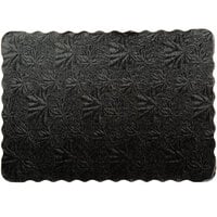 Enjay 13 3/4" x 9 3/4" Black Laminated Corrugated 1/2" Thick 1/4 Sheet Cake Board - 10/Pack
