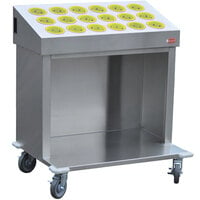 Steril-Sil CRT36-18RP-YELLOW 36" Open Base Stainless Steel Silverware / Tray Cart with 18 Yellow Silverware Cylinders