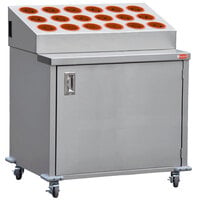 Steril-Sil EN36-18RP-ORANGE Stainless Steel Silverware Cart with 18 Orange Silverware Cylinders