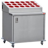 Steril-Sil ENC36-18RP-RED Stainless Steel Silverware Cart with 18 Red Silverware Cylinders