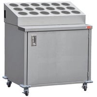 Steril-Sil ENC36-18RP-GRAY Stainless Steel Silverware Cart with 18 Gray Silverware Cylinders