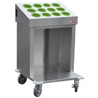 Steril-Sil CRT24-12RP-LIME 24" Open Base Stainless Steel Silverware / Tray Cart with 12 Lime Silverware Cylinders