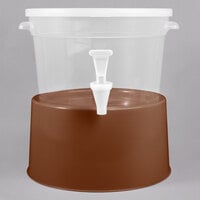Choice Round 3 Gallon Translucent Beverage Dispenser with Brown Base