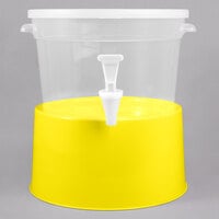 Choice Round 3 Gallon Translucent Beverage Dispenser with Yellow Base