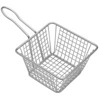 American Metalcraft 5" x 5" x 3" Mini Square Stainless Steel Fry Basket Server