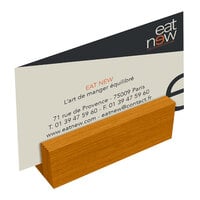 Menu Solutions WDBLOCK-MINI 3" Country Oak Wood Mini Card Holder