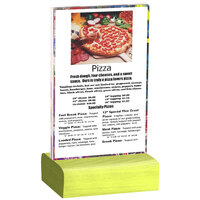 Menu Solutions WBCL-A 4" x 6" Clear Acrylic Table Tent with Solid Lime Wood Base