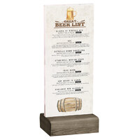 Menu Solutions WBCL-BA 4 1/4" x 11" Clear Acrylic Table Tent with Solid Weathered Walnut Wood Base