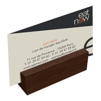 Menu Solutions WDBLOCK-MINI 3" Walnut Wood Mini Card Holder