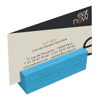 Menu Solutions WDBLOCK-MINI 3" Sky Blue Wood Mini Card Holder