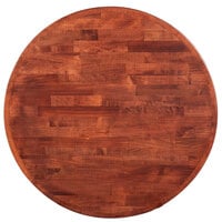 Lancaster Table & Seating 24" Round Wood Butcher Block Table Top with Mahogany Finish
