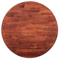 Lancaster Table & Seating 36" Round Wood Butcher Block Table Top with Mahogany Finish