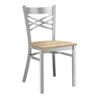 Lancaster Table & Seating Clear Coat Finish Cross Back Chair with Driftwood Seat