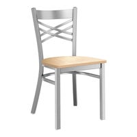 Lancaster Table & Seating Clear Coat Finish Cross Back Chair with Natural Wood Seat