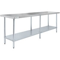 Regency 24" x 96" 18-Gauge 304 Stainless Steel Commercial Work Table with Galvanized Legs and Undershelf