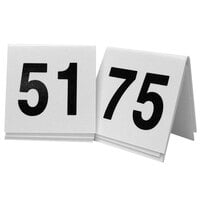 Cal-Mil 227-2 3" x 3" White / Black Double-Sided Number Table Tents - 51 to 75