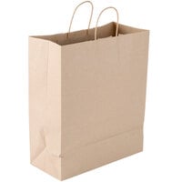 Duro 13" x 6" x 15 3/4" Traveler Brown Shopping Bag with Handles - 250/Bundle