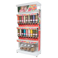 Rosseto GK1021 Bulkshop Free Standing Candy Merchandising Gondola with Canisters and Scoop Bins - 50" x 25 13/16" x 108"