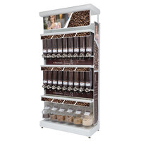 Rosseto GK1011 Bulkshop Free Standing Coffee Merchandising Gondola with Canisters and Scoop Bins - 50" x 25 13/16" x 108"
