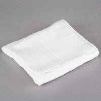 Oxford Silver 16" x 27" White Open End Cotton / Poly Hand Towel 3 lb. - 12/Pack