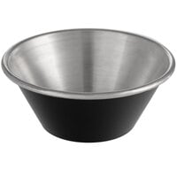 Choice 1.5 oz. Matte Black Stainless Steel Round Sauce Cup - 12/Pack