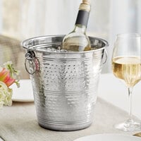 Acopa 4 Qt. Hammered Stainless Steel Wine / Champagne Bucket