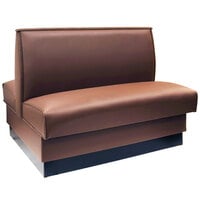 American Tables & Seating 46" Long Mocha Plain Double Back Fully Upholstered Booth - 42" High