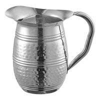Acopa 64 oz. Hammered Stainless Steel Bell Pitcher with Ice Guard