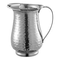 Acopa 64 oz. Hammered Stainless Steel Slender Bell Pitcher with Ice Guard