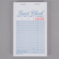 Adams 2100-12 1-Part White / Blue Guest Check Book - 12/Pack