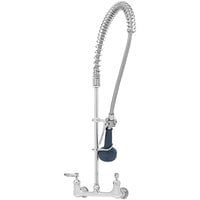 T&S B-0133-CR-B08C EasyInstall Wall Mounted 33 1/4" High Pre-Rinse Faucet with Adjustable 8" Centers, Ergonomic Low Flow Spray Valve, 44" Hose, and 6" Wall Bracket