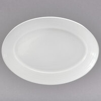 Oneida Botticelli by 1880 Hospitality R4570000383 14 1/2" x 10 3/4" Oval Bright White Porcelain Platter - 12/Case