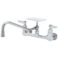 T&S B-0233-03 Wall Mounted Pantry Faucet with 8" Adjustable Centers, 12 1/16" Swing Nozzle, Eterna Cartridges, and Soap Dish