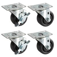 Equivalent 3" Swivel Plate Casters for Beverage-Air DW49 Series - 4/Set