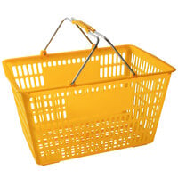 Regency Yellow 18 11/16" x 12 3/8" Plastic Grocery Market Shopping Basket - 12/Pack
