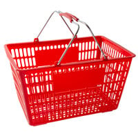 Regency Red 18 11/16" x 12 3/8" Plastic Grocery Market Shopping Basket - 12/Pack