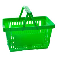 Regency Green 16 3/4" x 11 13/16" Plastic Grocery Market Shopping Basket with Plastic Handles