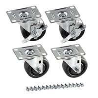 Beverage-Air 00C31-031ABB Equivalent 3" Swivel Plate Casters for DW64, WTRCS36, WTRCS52, and WTRCS60 Series - 4/Set
