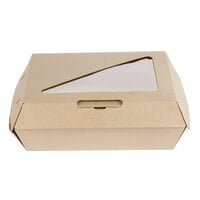 Bagcraft NFN-F608RQVTWF Eco-Flute 8" x 6" x 3" Corrugated Clamshell Take-Out Box with Window - 200/Case