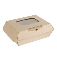 Bagcraft NFN-F542RQVMWF Eco-Flute 5" x 4" x 2" Corrugated Clamshell Take-Out Box with Window - 300/Case