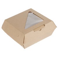 Bagcraft NFN-F505RQVTWF Eco-Flute 5 1/2" x 5 1/2" x 2 1/2" Corrugated Clamshell Take-Out Box with Window - 300/Case