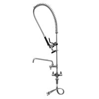 Equip by T&S 5PR-2S14 Deck Mounted 38 1/2" High Pre-Rinse Faucet with Flex Inlets, 44" Hose, 14 1/8" Add-On Faucet, and 6" Wall Bracket